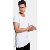 Urban Classics - Long Shaped Side Zip Heren T-shirt - Wit