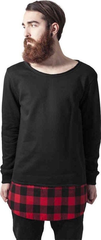 URBAN CLASSICS Rundhalspullover "Urban Classics Herren Long Flanell Bottom Open Edge Crewneck", (1 tlg.)