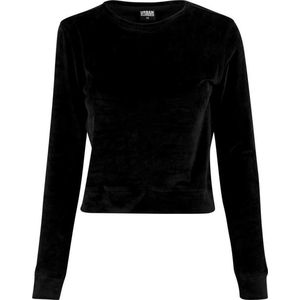 Urban Classics - Short Velvet Crew Sweater trui - Zwart