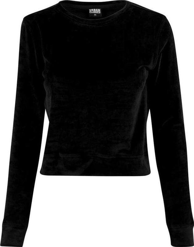 Urban Classics - Short Velvet Crew Sweater trui - Zwart