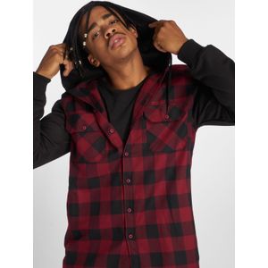 Urban Classics - Checked Flanell Sweat Shirt Hoodie/trui - Zwart/Rood