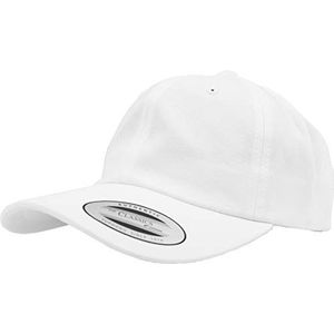 Yupoong Flexfit Low Profile Cotton Twill Unisex 6 Panel Baseball Cap met messing sluiting, Wit.