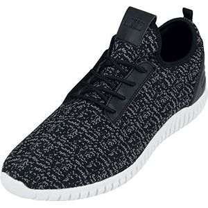 Urban Classics Heren Knitted Light Runner Shoe Sneakers, meerkleurig zwart grijs wit, 37 EU