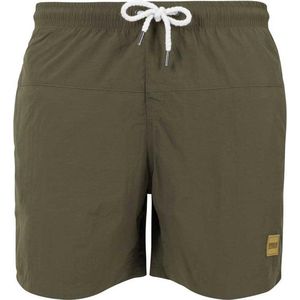 Urban Classics - Block Swim Shorts - Olijf - Voor Mannen