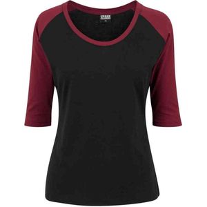 Urban Classics - 3 4 Contrast Raglan top - Zwart Rood