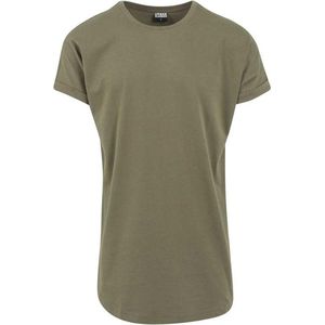 Urban Classics - Long Shaped Turnup Heren T-shirt - Groen