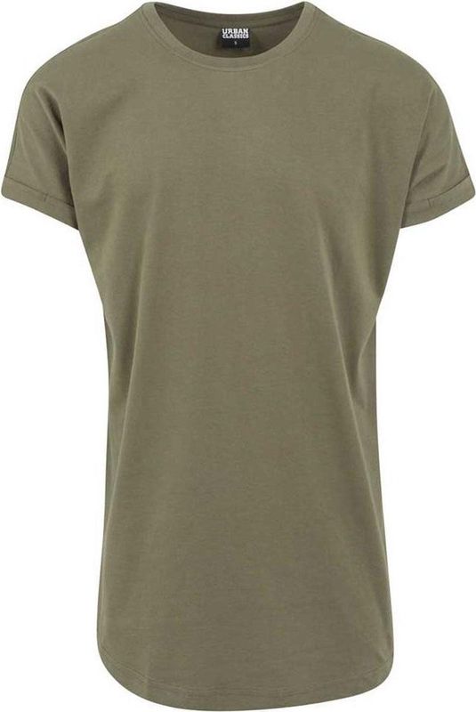 Urban Classics - Long Shaped Turnup Heren T-shirt - Groen
