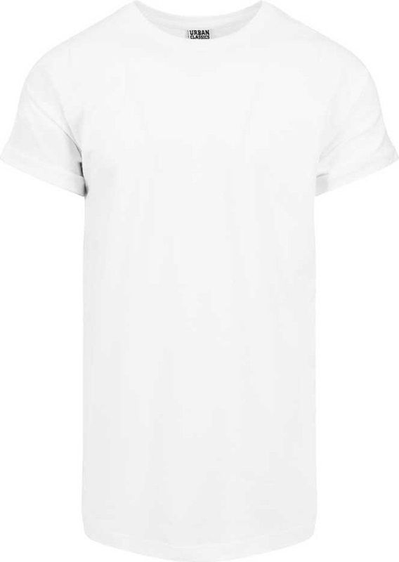 Urban Classics - Long Shaped Turnup Heren T-shirt - Wit
