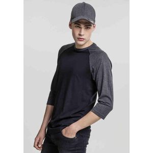 Urban Classics - Contrast 3 4 Sleeve Raglan T-shirt - Zwart Grijs