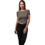 Urban Classics - Off Shoulder Rib Crop top - Groen