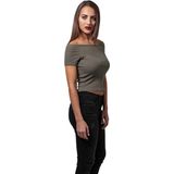 Urban Classics - Off Shoulder Rib Crop top - Groen