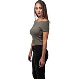 Urban Classics - Off Shoulder Rib Crop top - Groen