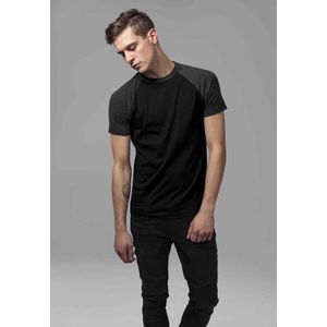 Urban Classics - Raglan Contrast Heren T-shirt - Zwart Grijs