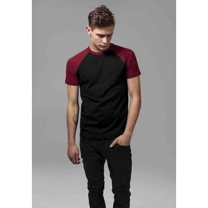 Urban Classics - Raglan Contrast Tee - T-shirt - Zwart/Bordeaux