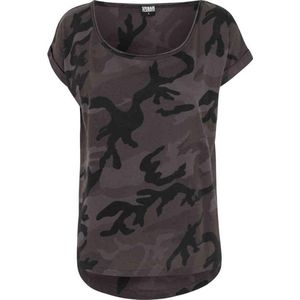 Urban Classics - Camo Back Shaped Dames T-shirt - Bruin Zwart