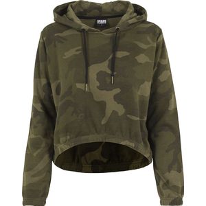 Urban Classics - Camo Cropped Hoodie/trui - Groen