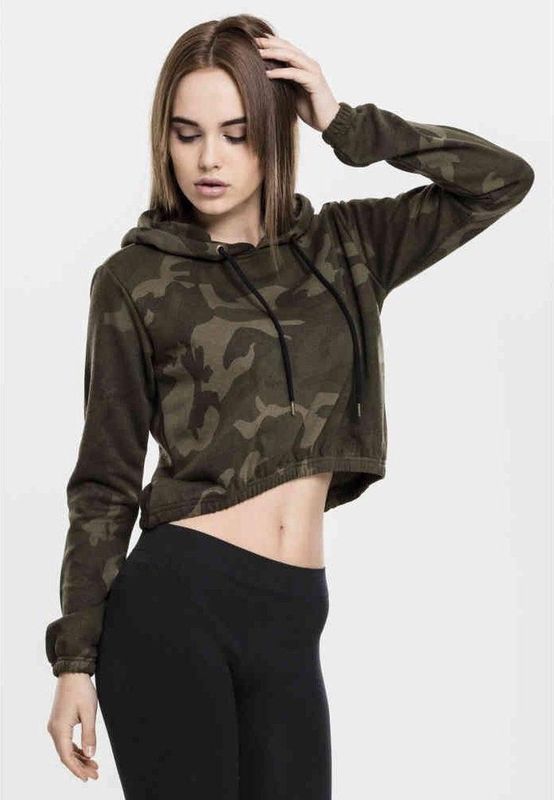 Urban Classics - Camo Cropped Hoodie/trui - Groen