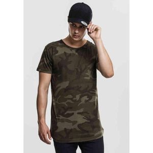 Urban Classics - Camo Shaped Long Heren T-shirt - Groen