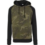 Urban Classics - Camo Contrast Raglan Hoodie/trui - Groen