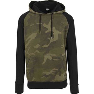 Urban Classics - Camo Contrast Raglan Hoodie/trui - Groen