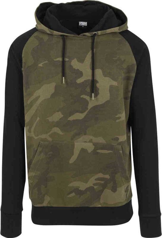 Urban Classics - Camo Contrast Raglan Hoodie/trui - Groen