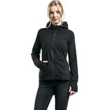 Urban Classics Ladies Polar Fleece Zip Hoodie Vest met capuchon zwart