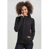 Urban Classics Ladies Polar Fleece Zip Hoodie Vest met capuchon zwart