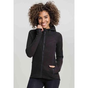Urban Classics Ladies Polar Fleece Zip Hoodie Vest met capuchon zwart