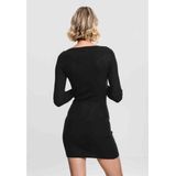 Urban Classics - Cut Dress - Jurk - Zwart - Lange Mouwen, Effen, Synthetisch