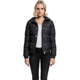 Urban Classics - Gewatteerde Damesjas - Zwart - Met Capuchon, Winddicht, Twee Zijzakken