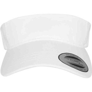 Yupoong Flexfit Unisex vizier cap zonder gesloten kroon met voorgebogen klep, versterkte voorkant, voor dames en heren, in grootte verstelbaar door klittenbandsluiting, eenheidsmaat, wit, Eén maat