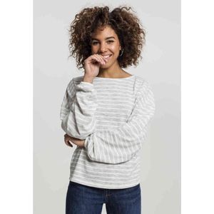 Urban Classics - Oversize Stripe Pullover Longsleeve top - S - Grijs/Wit