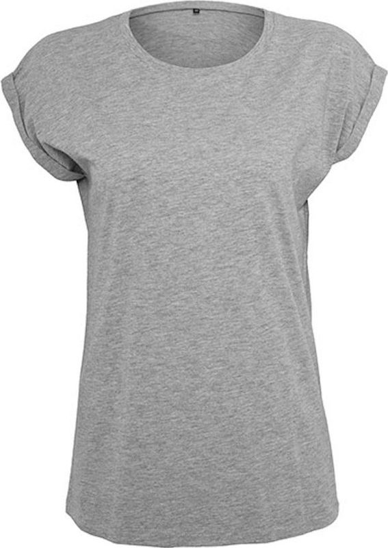 Build Your Brand - T-shirt - Grijs - Voor Dames - Verlengde Schouder
