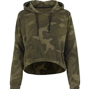 Build Your Brand Dames Camo Cropped Hoodie Dames Trui met capuchon - camouflage - L