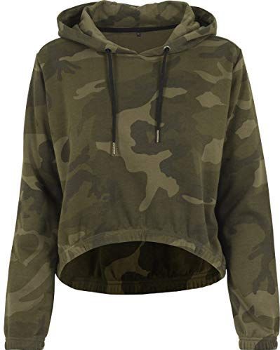 Build Your Brand Dames Camo Cropped Hoodie Dames Trui met capuchon - camouflage - L