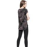 Urban Classics - Camo Back Shaped Dames T-shirt - Bruin Zwart