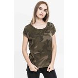 Urban Classics - Camo Back Shaped Dames T-shirt - Bruin Zwart