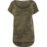 Urban Classics - Camo Back Shaped Dames T-shirt - Bruin Zwart
