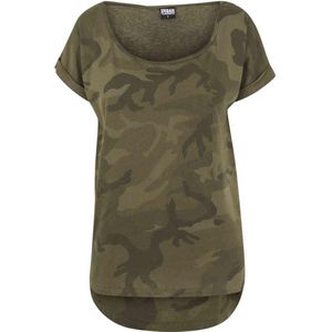 Urban Classics - Camo Back Shaped Dames T-shirt - Bruin Zwart