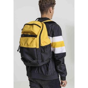 Urban Classics Backpack Colourblocking rugzak, 43 cm, 18,4 l, Chroom Yellow/Black/Black, 43 EU, Rugzak