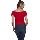 Urban Classics Off Shoulder Rib Crop top Rood
