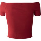 Urban Classics Off Shoulder Rib Crop top Rood