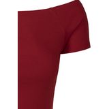 Urban Classics Off Shoulder Rib Crop top Rood