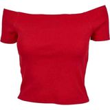 Urban Classics Off Shoulder Rib Crop top Rood
