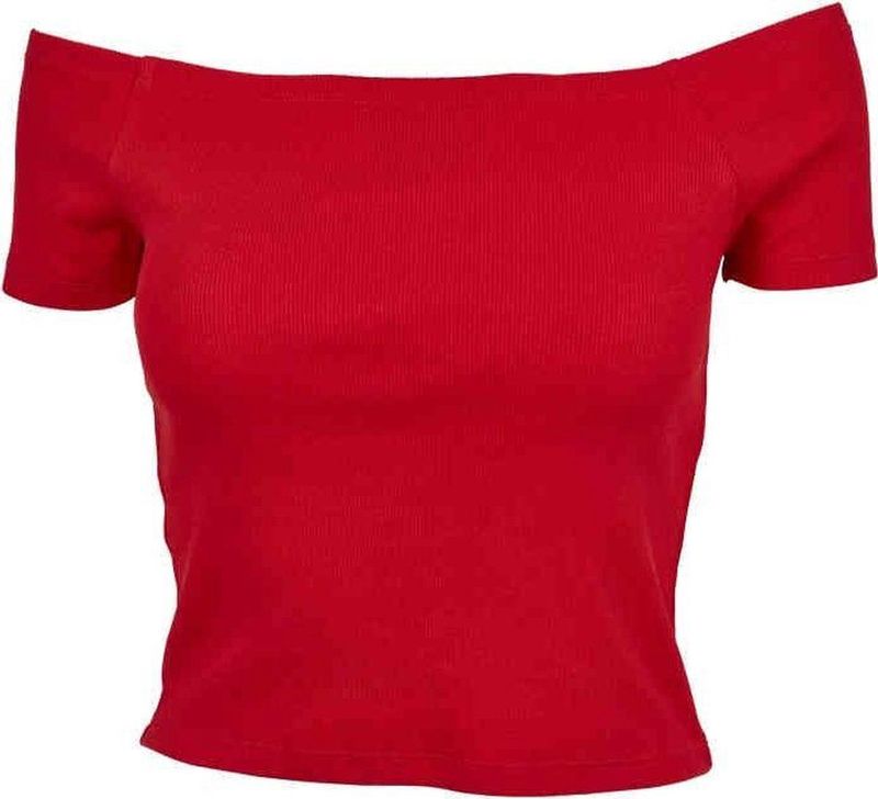 Urban Classics Off Shoulder Rib Crop top Rood