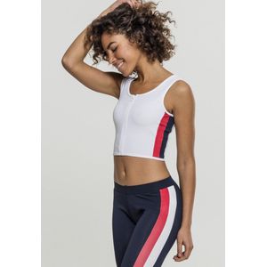 Urban Classics - Ladies Side Stripe Cropped Zip Top - Wit