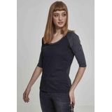 Urban Classics - Contrast 3 4 Sleeve Raglan T-shirt Zwart Grijs