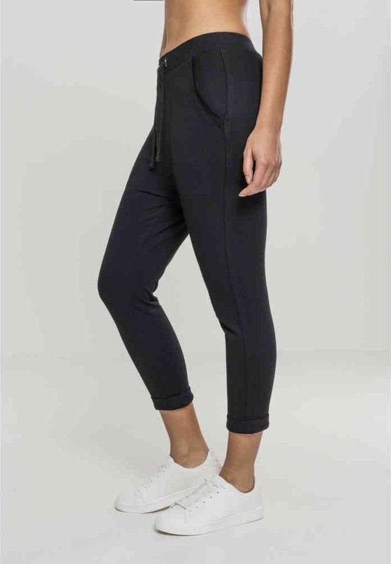 Urban Classics - Open Edge Terry Turn Up Dames joggingbroek - Zwart
