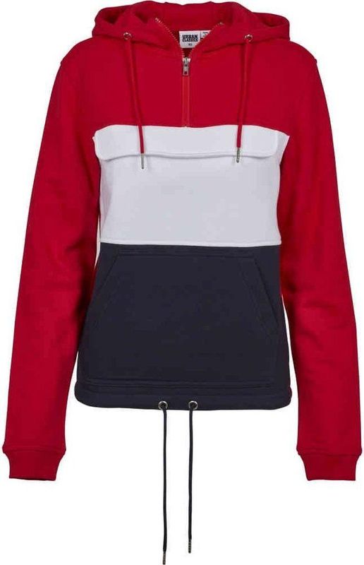 Urban Classics - Oversized Half-Zip Hooded Sweatshirt - Dames - Comfortabel