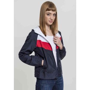 Urban Classics - Dames Retro Tricolour - Windbreaker - Blauw/Wit/Rood - 100% Polyester